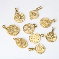 MODAGIRL 1 Lot/9 Pcs Stainless Steel Sun Star Coin Pendants 2