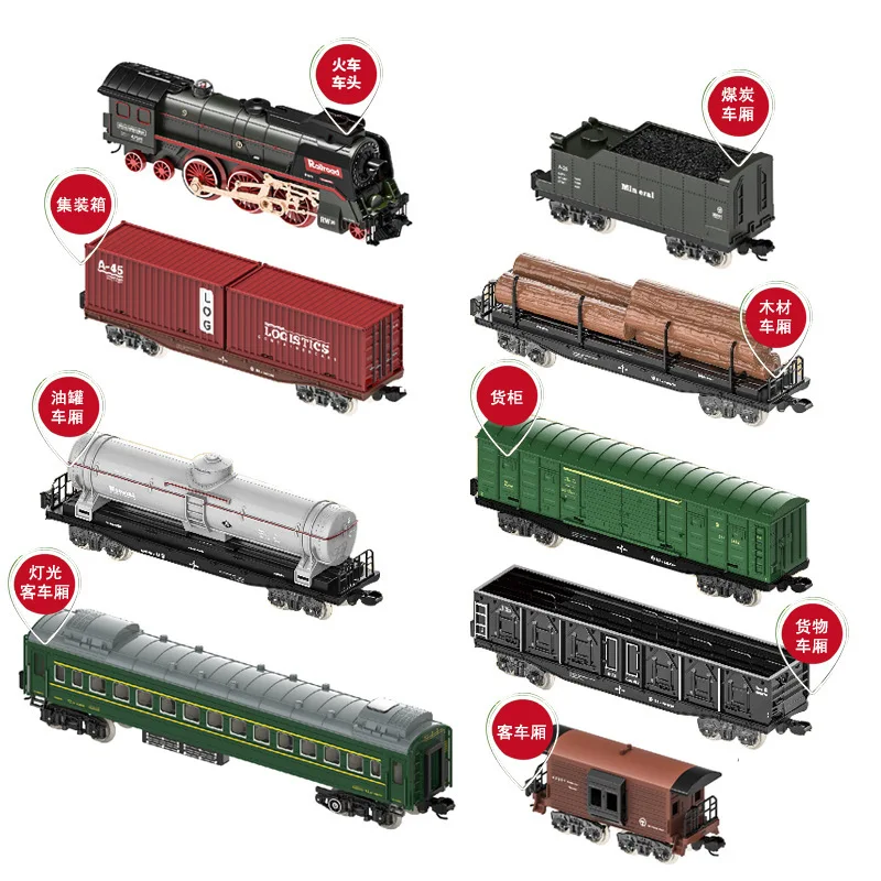 1:64 Retro Steam Rc Train Simulation High Speed Remote Control Train Parking Lot Children Boy Electric Track Toy Nostalgic Model 5