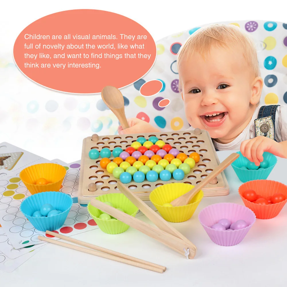 Beads Holder Color Cognition Montessori Learning Clamp Hand Movement