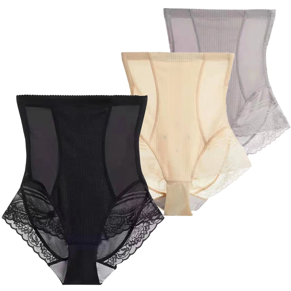 High Waist Tummy Control Shapewear Shorts with Lace Seamless Compression Shaping Underwear Women