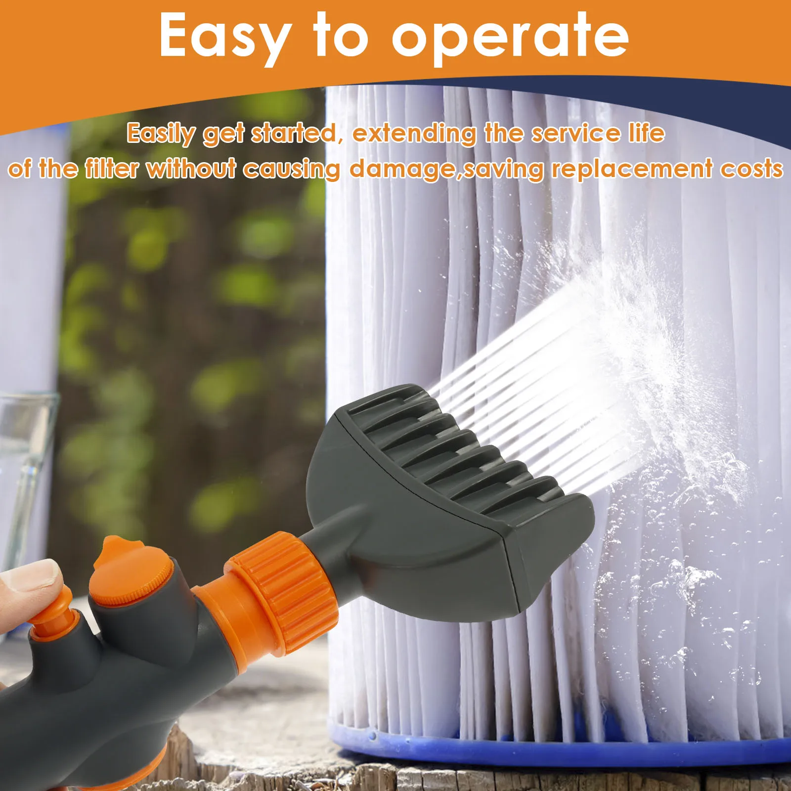 Spa Filter Clean Brush Plastic Double Row Nozzles Pool Cartridge Filter Clean Tool Universal Handheld Hot Tub Filter Clean Brush