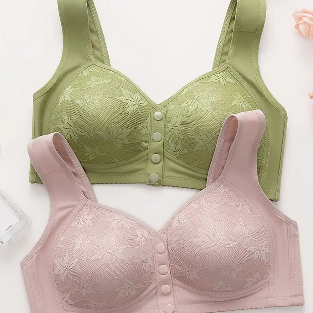 Comfortable Floral Printed Underwear Breathable Leaf Printed Bras for Older Women Vest Style Plus Size