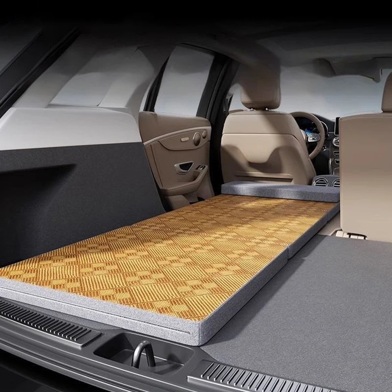 Car Rear Sleeping Pad Folding Extension Board Car Travel Bed Folding Bed Non Inflatable Camping Office Rest Mat With Pillow