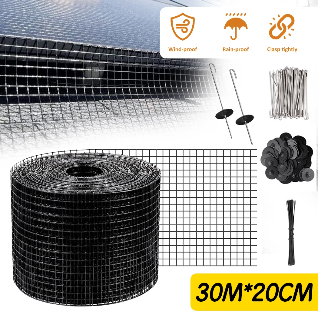 PORIYA 30m Solar Panel Bird Proofing KIT Stainless Steel Mesh & 100Pcs Fasteners - 1