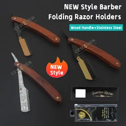 Newest Men's Professional Stainless Steel Barber Manual Shaving Razor Salon Hairdresser Tools Haircut Straight Edge Knife Holder