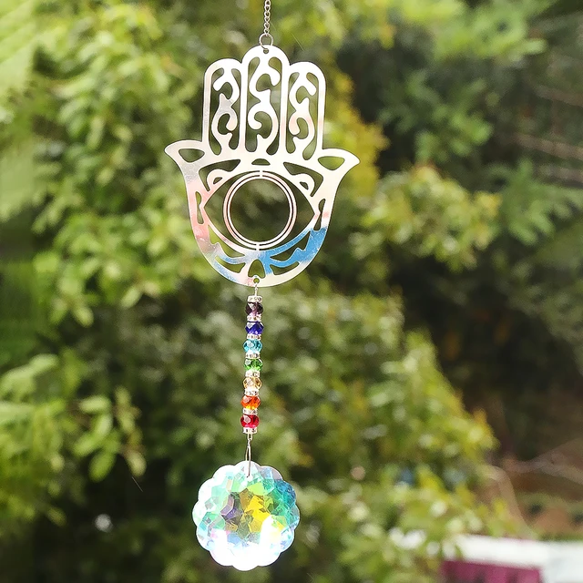 Fatima Csakra Lógó Kristály Mandala Szivárvány Napsütő Prizma Könnyű Fogó Jóga Meditációs Gyöngyök Szál Medálkert Dekoráció - Image 4