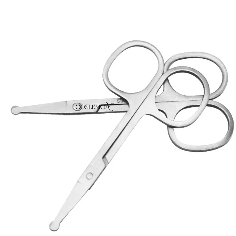 Hair Trimmer Multifunctional Stainless Steel Nose Hair Cut Round Head Manual Eyebrow Trimming Beard Scissors Beauty Tool nose hair scissors,facial hair scissors,eyebrow scissors,hair scissors