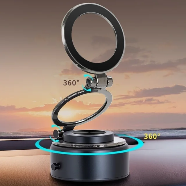 Electric Vacuum Magnetic Car Phone Holder 360 Rotation Suction Cup Car Mirro Gym Bath Shower for Iphone 16 15 14 13 12 11Pro Max 1