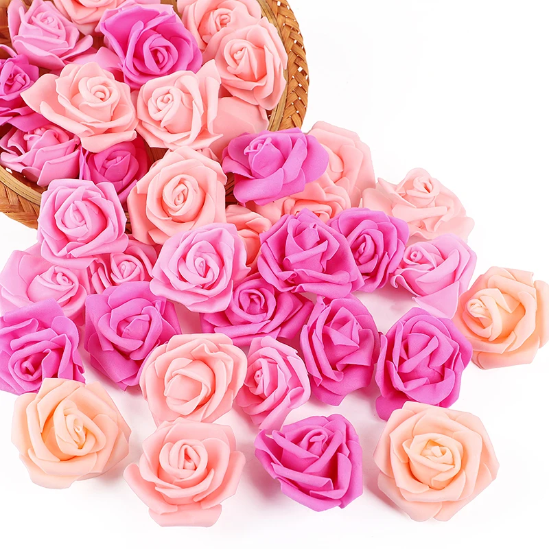20pcs 6-7cm Rose Flower Head Foam Artificial Roses for Wedding Bouquet Table Decoration Christmas Party Home DIY Craft Gifts