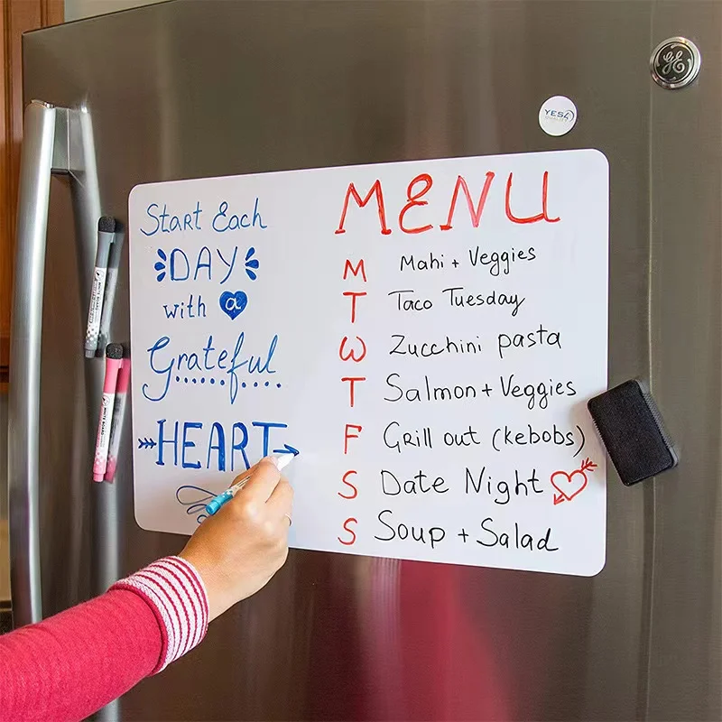 Koelkastmagneet Memo Boodschappenlijst A3 A4 Magnetisch Droog Uitwisbord Koelkast Markers Whiteboard Blad Keuken Uitwisbaar Flexibel