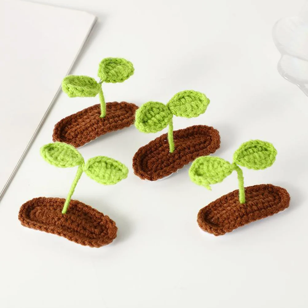 

4 Pcs Hand-woven Three-dimensional Grass Sprout Hairpin Girls Clips Cute Accessories Bean Sprouts