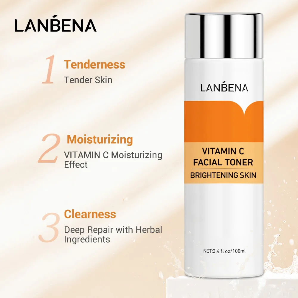 

LANBENA 100ml Vitamin C Makeup Facial Toner Whitening Face Serum Tender Bright Fading Dark Spots Firming Skin VC Essence