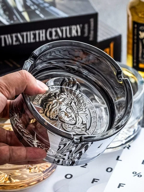 Crystal glass electroplating ashtray for home living room office