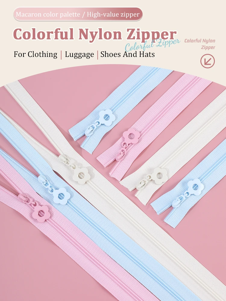 1 Set = 2,0 Meter Reißverschluss + 5 Reißverschlussköpfe, Nylon-Reißverschlussbänder, Heimnähen, DIY-Ersatz, Reißverschluss-Reparaturset, Bekleidungszubehör – Detail 1