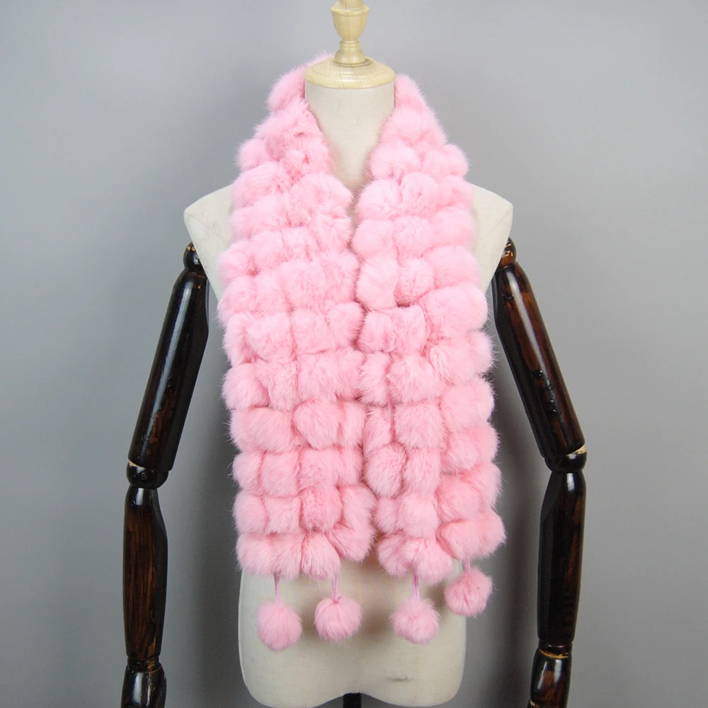 2024 New Fashion Natural Rabbit Fur Scarf Lady Winter Warm Real Rabbit Fur Muffler Women Knitted 100% Genuine Rabbit Fur Scarves