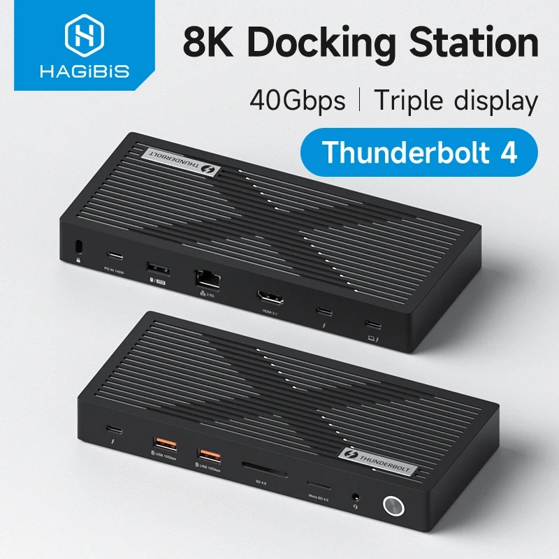 Hagibis Thunderbolt 4 Hub with Dual Monitor 8K/4K Display