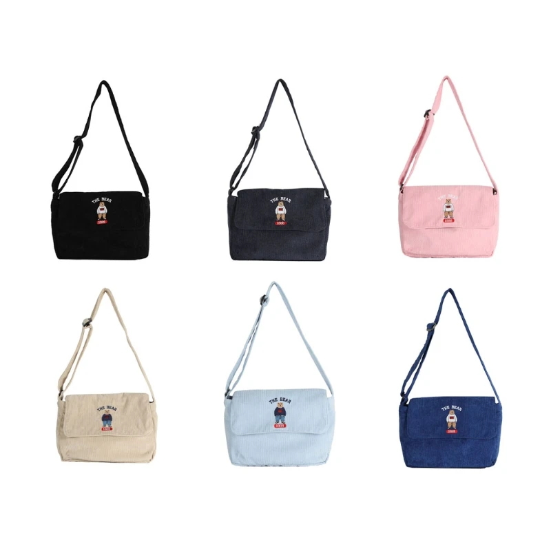 

Women Corduroy Bag Vintage Style Student Tote Shoulder Crossbody Bags Small Satchel Reusable Beach Travel Purse