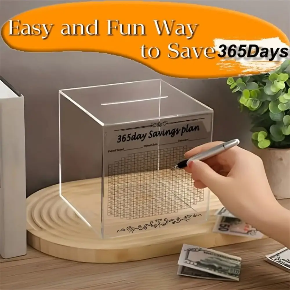 10k Cash Money Saving Box Acrylic Unbreakable Savings Challenge Smash Box Transparent Must Break To Open Digital Piggy Bank