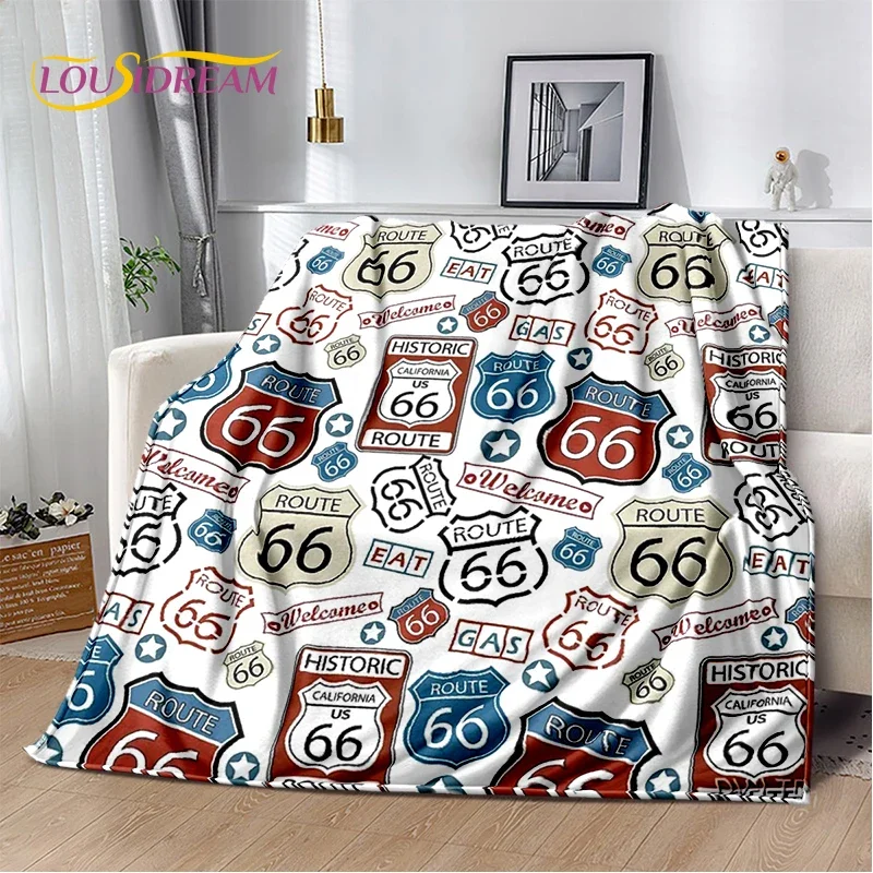 Route 66 Retro America Historic Mother Road,mãe Estrada Blanket,Soft Throw Blanket for Home Bedroom Bed Sofa Picnic Child GiftA 4