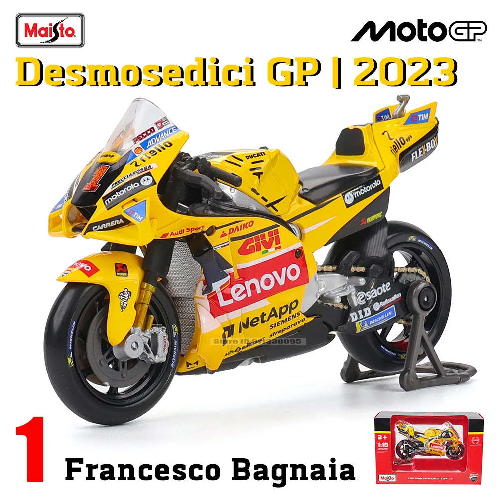 마이스토 1:18 2023 두카티 레노버 팀  1 Bagnaia 챔피언 드라이버 Moto GP 레이싱 주조 합금 오토바이 모델 컬렉션 선물 장난감