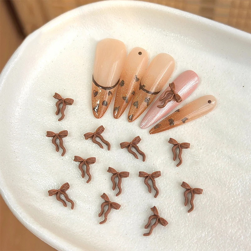 50Pcs 3D Resin Ribbon Bow Nail Charms Flatback Butterfly Bowknot Nail Art Parts DIY Manicure Jewelry Accessories