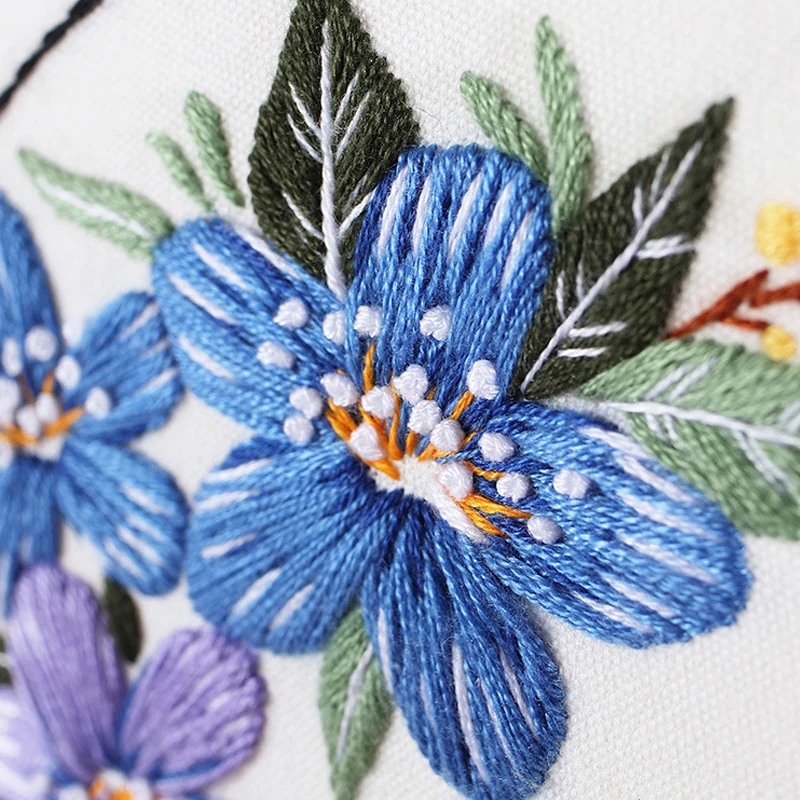 Butterfly DIY embroidery kit flower printed pattern for beginner cross stitch set needlework hoop handmade sewing art craft kit