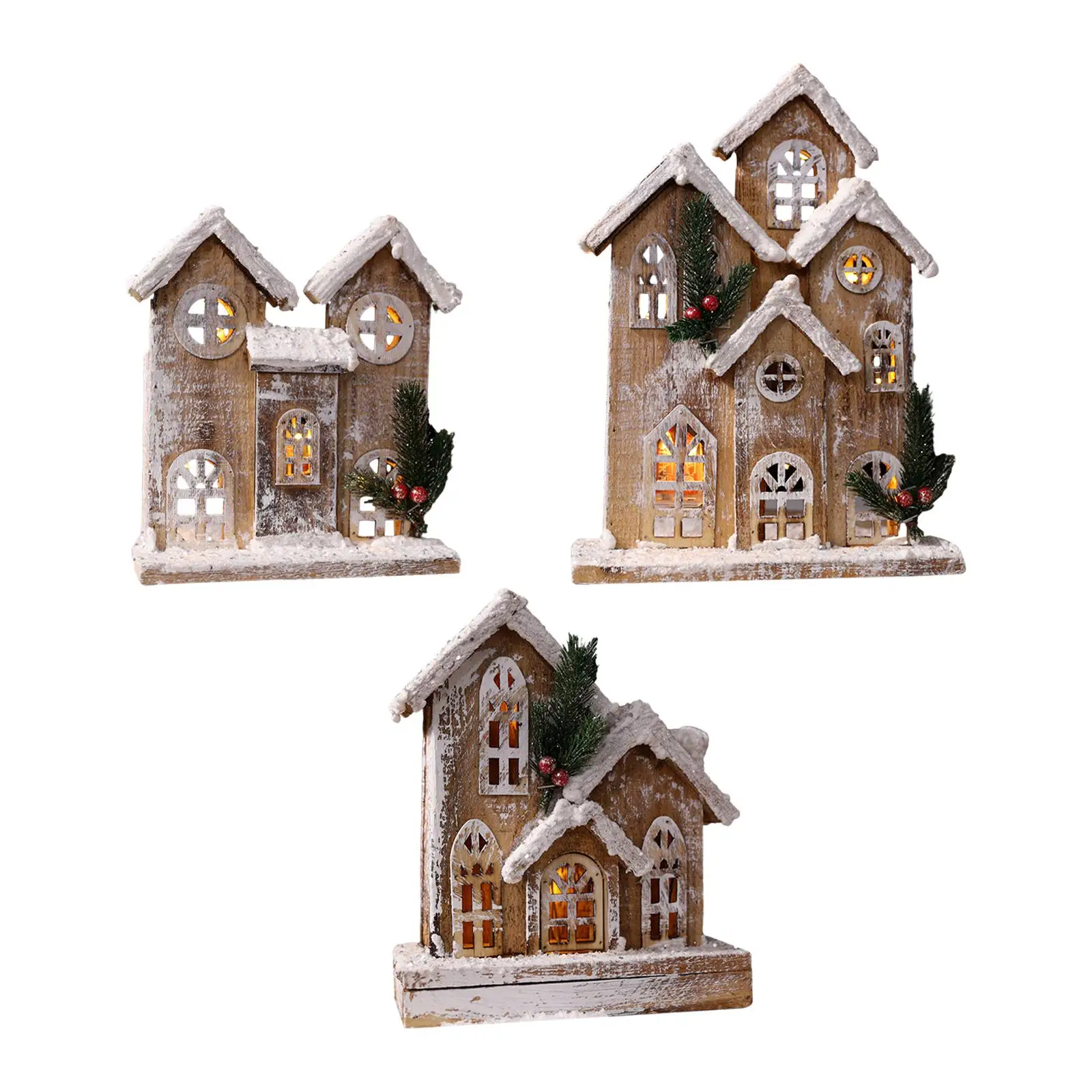 

Snow Village Houses Ornament Building Figurine Crafts Christmas Gift Christmas Ornament for Xmas Balcony Festival Bedroom Party