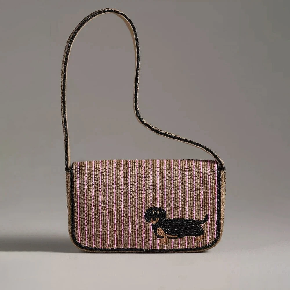 Beaded Bag Animal Edition Dachshund Embroidered Handbag Fashionable Beadwork Clutch Purse Mini Shoulder Bag for Women 2