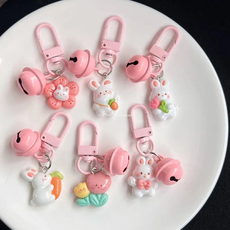 Fashion Cartoon Cute Rabbit Key Chain Sweet Girls Carrot Bunny Flowers ...