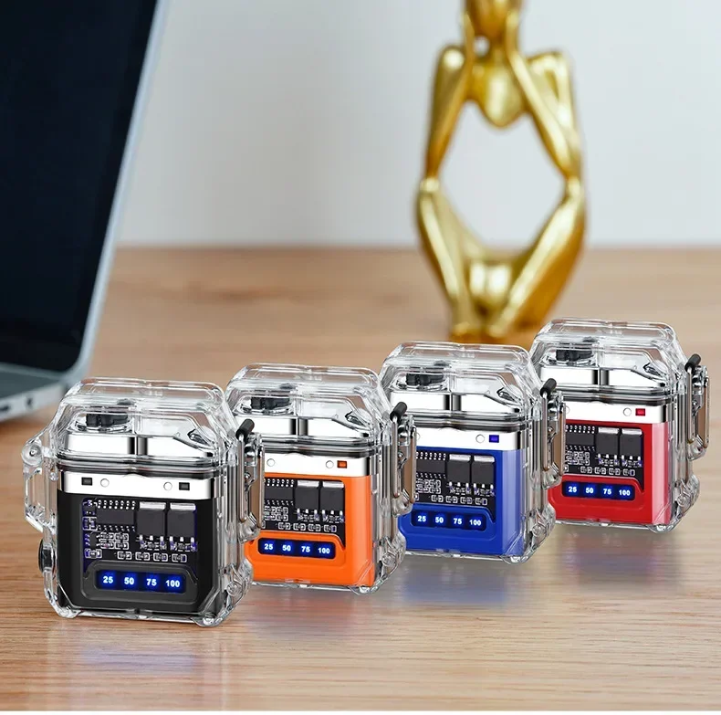 2025 New Transparent Shell Double Arc USB Electronic Lighter TYPE-C Fast Charge COB Lighting Plasma Lighter Electric Waterproof