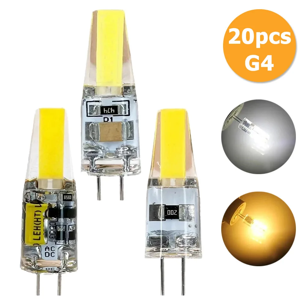 

20pcs/lot Mini G4 LED COB Bulb Dimmable AC/DC 12V 220V 6W LED Lamp 3000-6000K Cool/Warm White COB LED Light for Home Chandelier