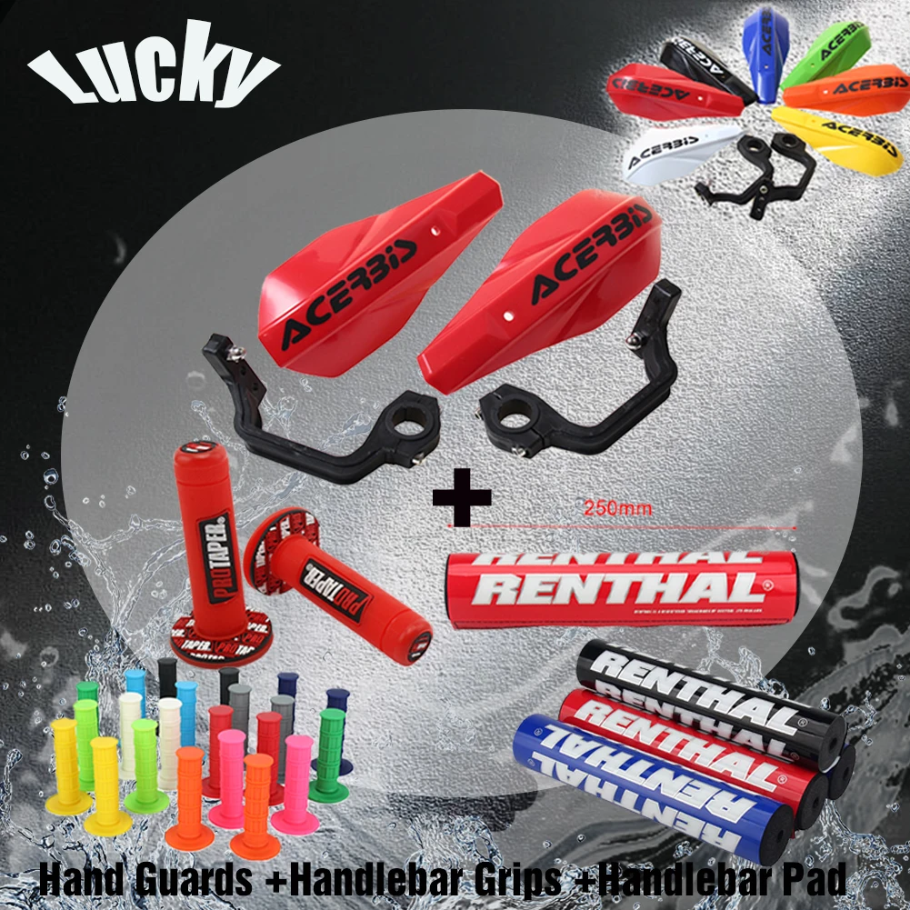 범용 핸드 가드 오토바이 핸들바 그립, KTM 야마하 혼다 EXC CRF 더트 바이크 엔듀로용 핸들바 패드 세트, 25cm 