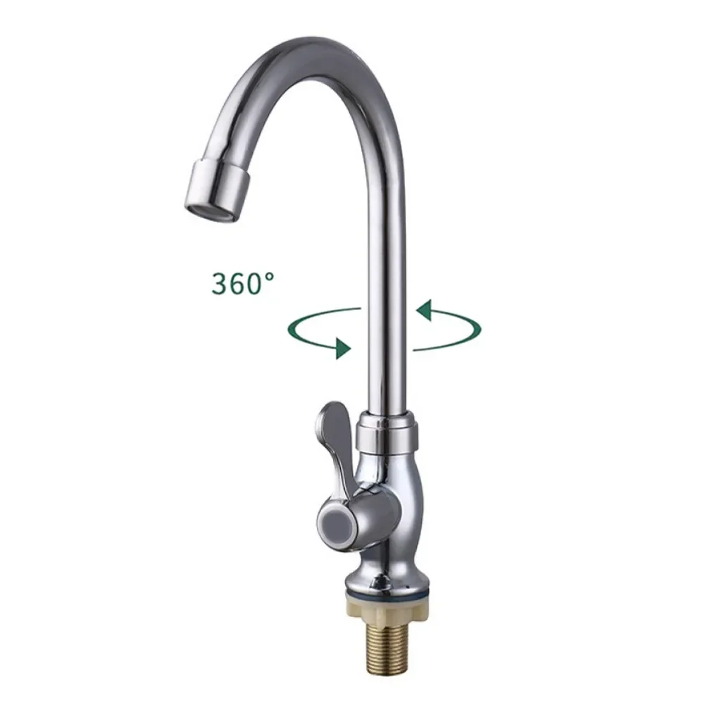 

Chrome Kitchen Sink Taps Single Lever Single Cold Water Mixer Taps 360 Degree Swivel Spout Kitchen Faucet
