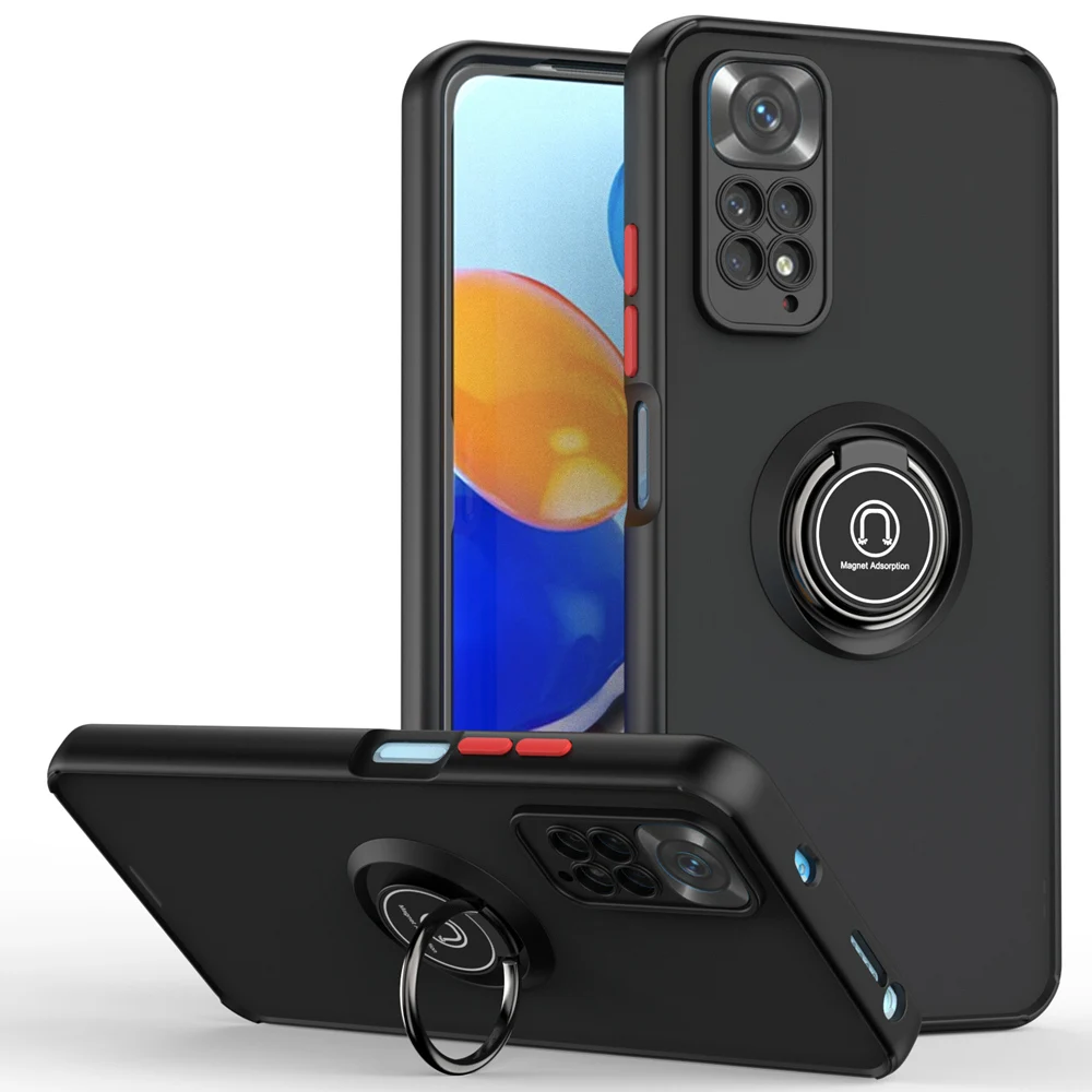 KEYSION Matte Case for Redmi Note 11 11S 11 Pro 5G Global Transparent Ring Shockproof Phone Back Cover for Redmi Note 11_voghion.com