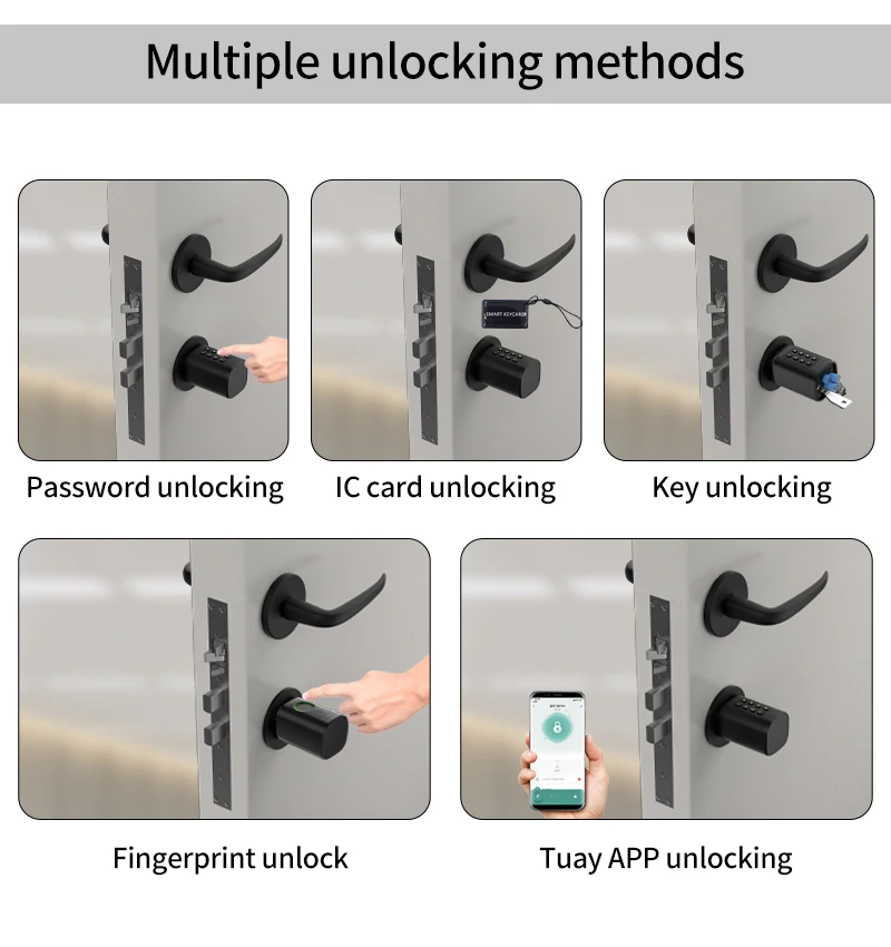 Tuya APP Fingerprint Cylinder Smart Door Lock Electronic Digital RFID Keypad Cod
