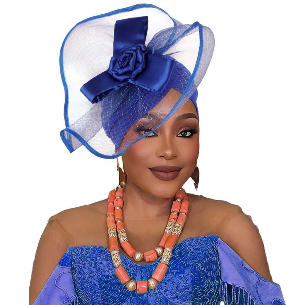 Retro Veil Turban Cap for Women Exaggerated Party Headpiece