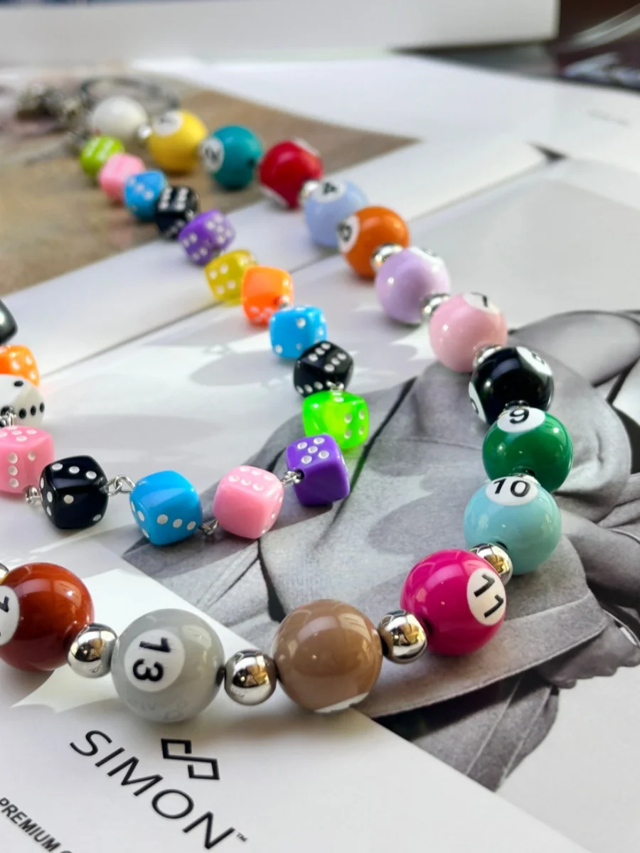Original DIY Colorful Dice Billiards Chain For Pants Fashionable Men And Women Accessories Y2K Style Multi-Functional Keychain