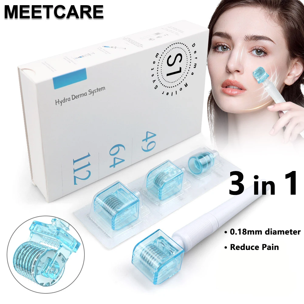 3in1 Derma Roller Stamp 3in1 S1 Derma Roller Stamp Microneedle Dermastamp 49pin 64pin 112pin Replace Head Cartridge Tips Needle Dermaroller Beauty Skin