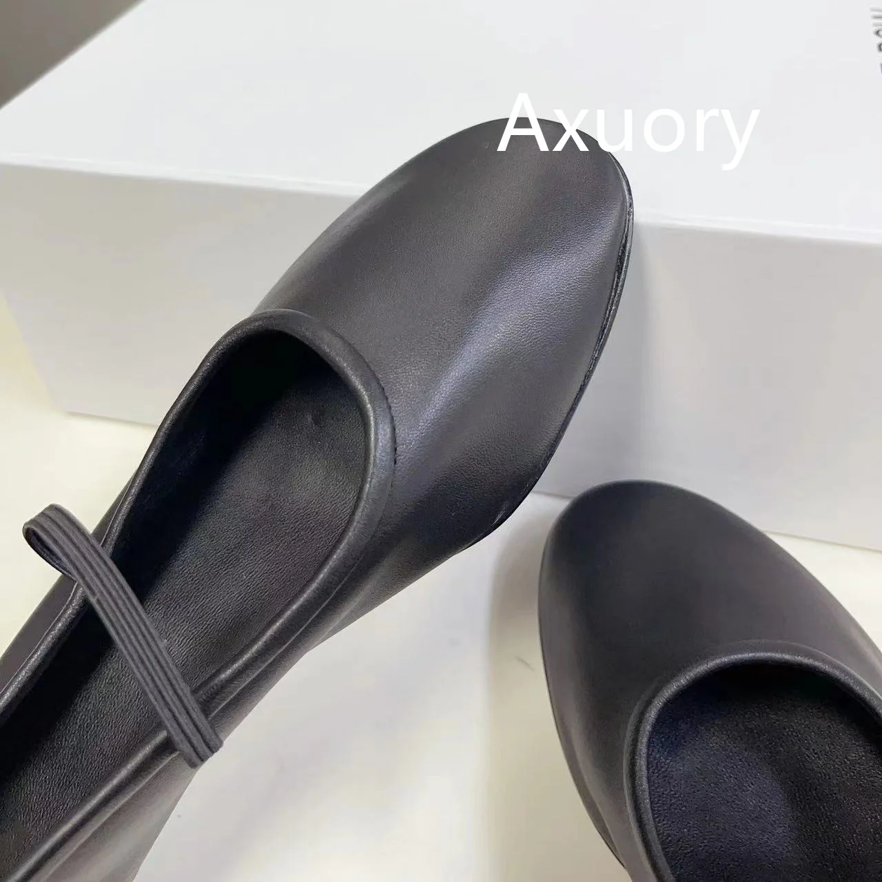 2023 Women's Flat Shoes Round toe Solid Color Genuine Leather Simple Style High Quality Cuff Casual Shoes