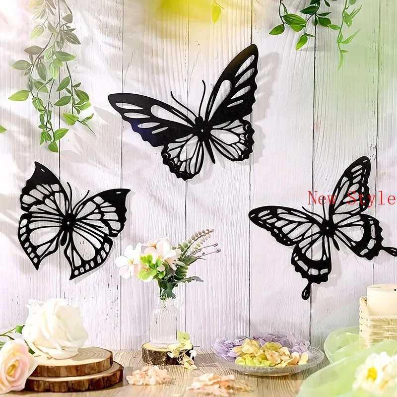 

3pcs Butterfly Metal Home Decor Black Dragonfly Hummingbird Butterfly Art Wall Hanging Decor Metal Wall Mounted Decoration Home