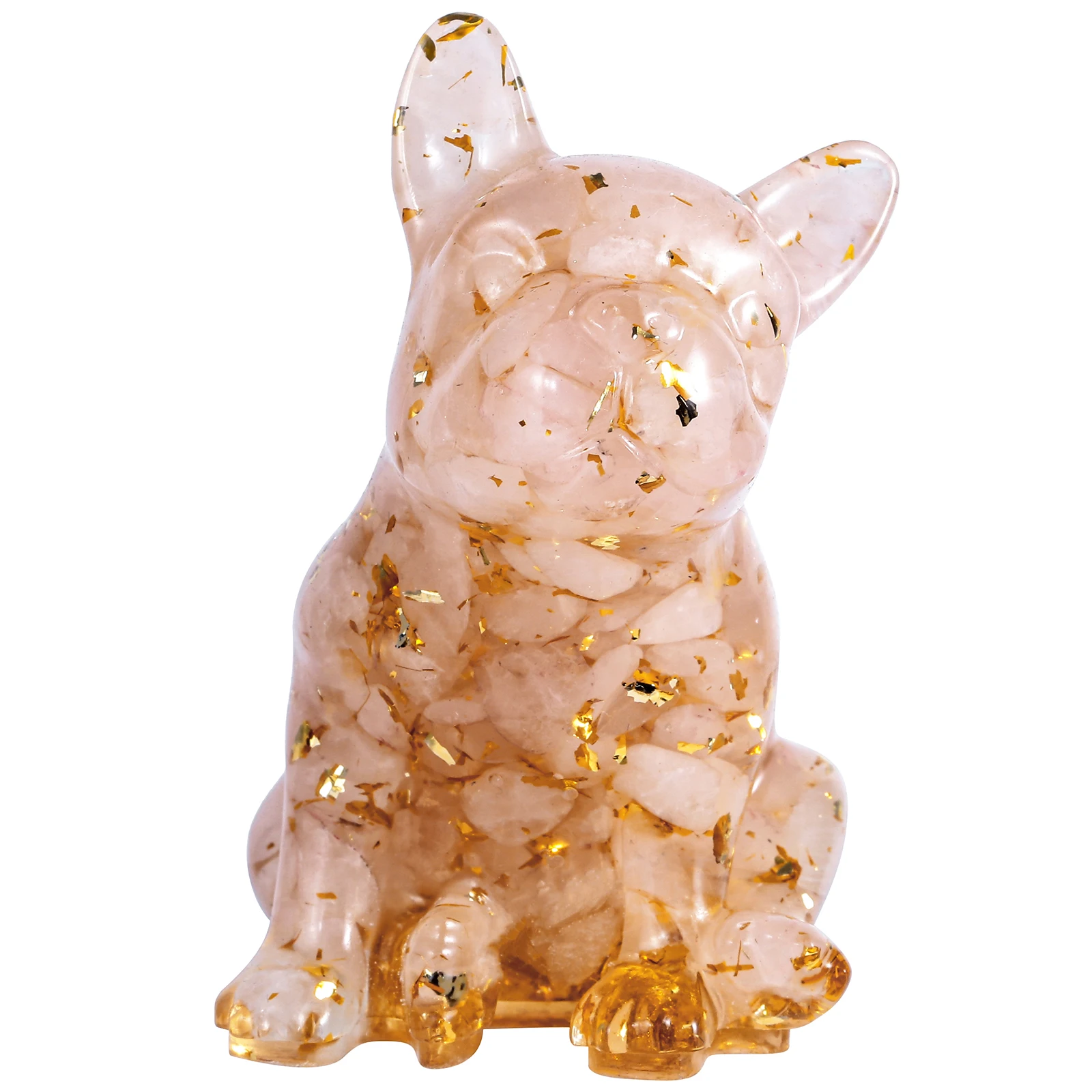 Hand Carved French Bulldog Resin Crystal Stone Figurines Lovely Cute Animal Statue For Home Decoration