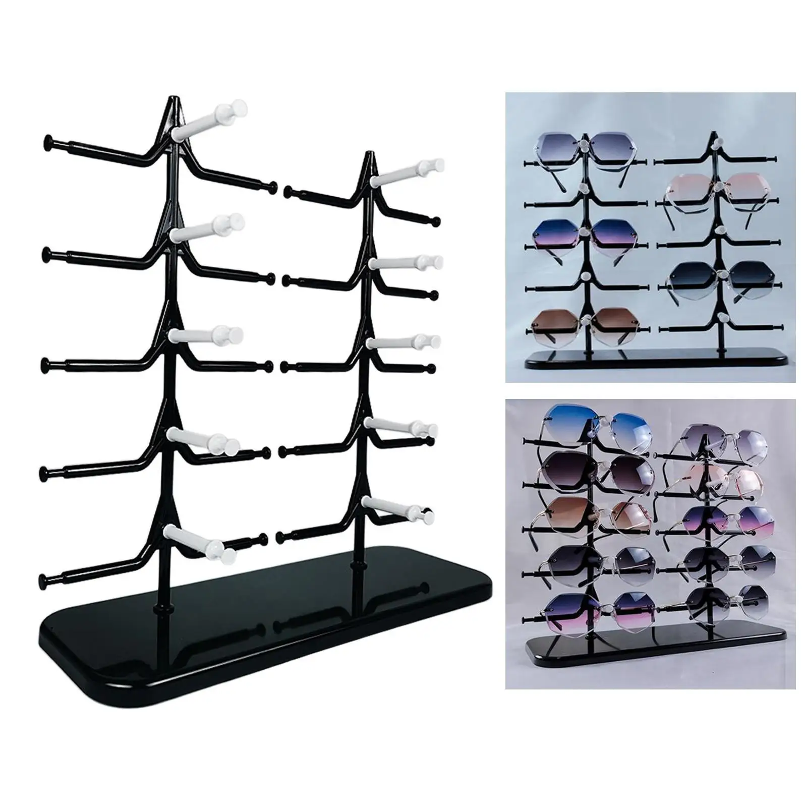 10 Pairs Sunglasses Rack Shelf Eyewear Eyeglasses Frame Glasses Display Stand Organizer Show Holder Tray 5 Layer Space Saving fashio 5 layers eyeglasses show sunglasses holder glasses display storage stand rack shelf pink blue transparent wholesale