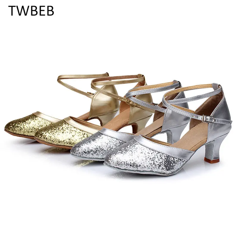 

Women's Adult High Heel Soft Sole Latin Dance Shoes Sparkly Stage Performance Female Modern Ballet Dance Shoes