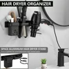 Hair Dryer Holder Hair Care & Styling Tool Organizer Aluminum Wall Mounted Hair Dryer Rack Rust Proof Bathroom Storage Basket 1
