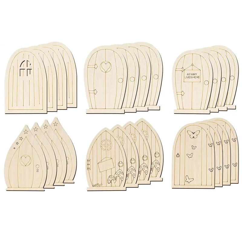 Unfinished Wood Fairy Door Diy Miniature Elf House Wooden Doors Arts