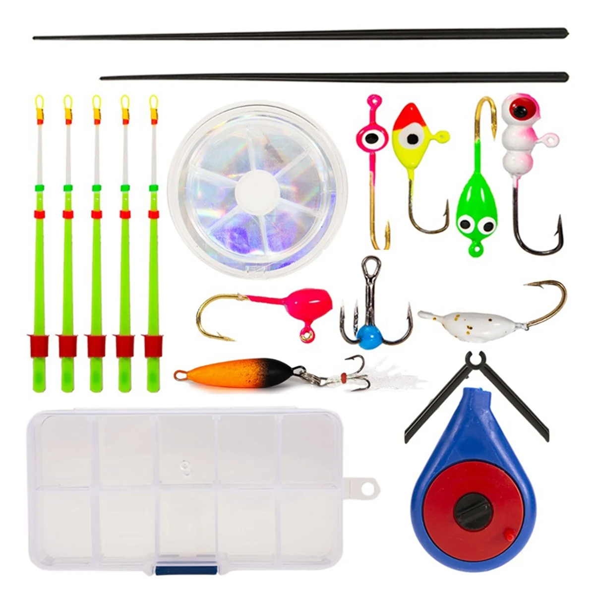 

Ice Fishing Rod with Fishing Jig High Carbon Steel Fishing Hook Fishing Kit Lines Mini Fishing Winter Ice Fishing Hook