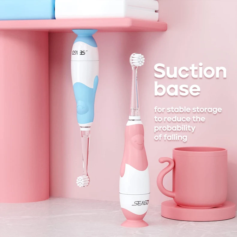 SEAGO Toddler Electric Toothbrushes for Baby Ages 0-3 Years Baby Toothbrush with Smart Timer Soft Brush for Baby with 8 Refills 6