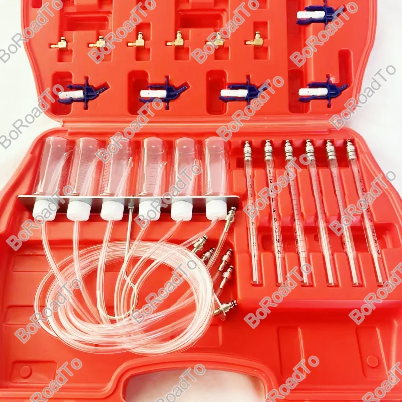 Diesel Common Rail Injector Flow Meter With 24 Adaptors Fuel Line Test Tester /Diagnosis Tool Set 6 injectors tested together