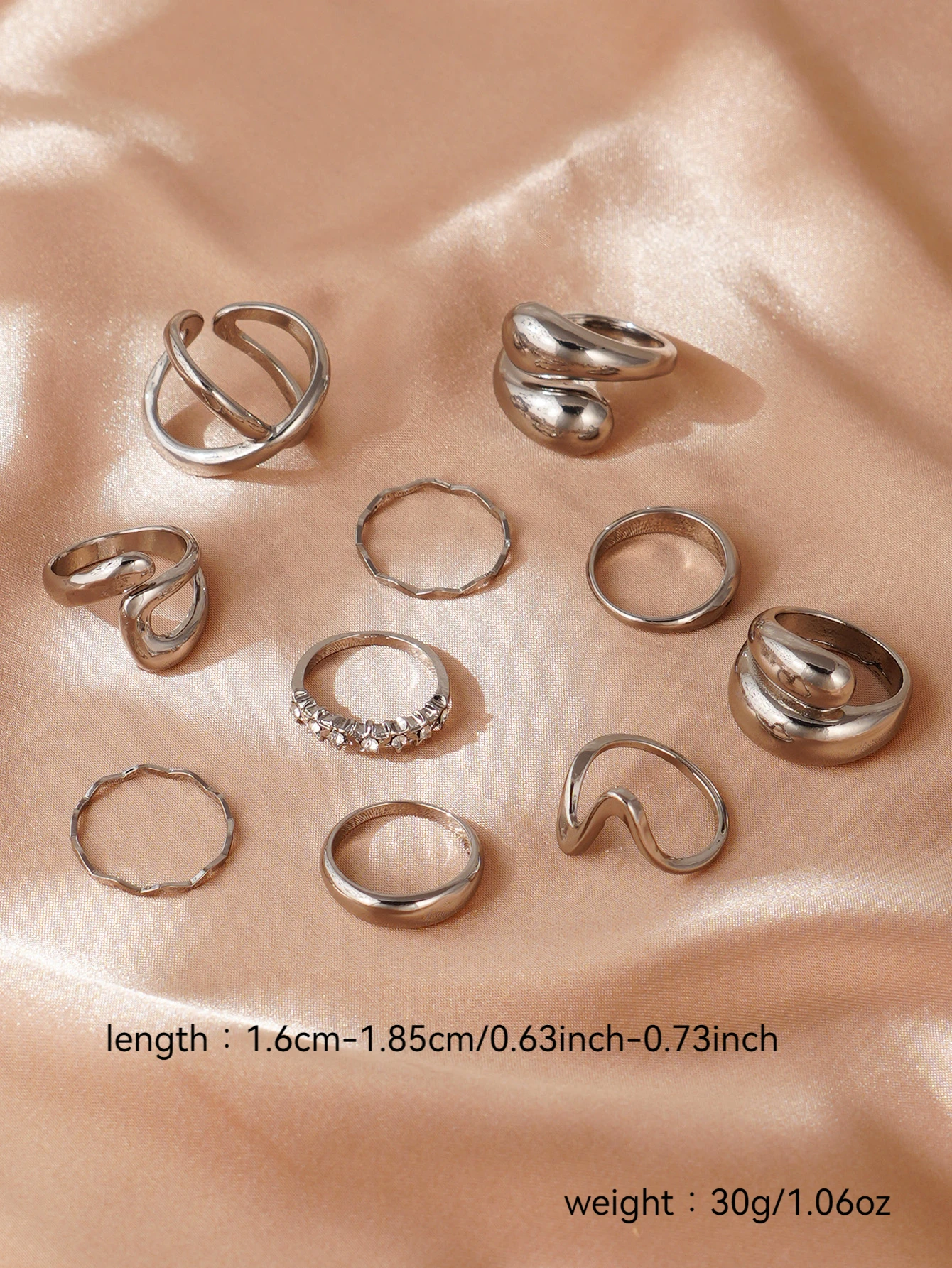 Punk Stacked Geometric Line Smooth Ring Set for Women Jewelry