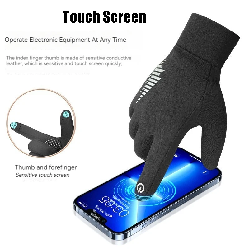 Winter Full Finger Cycling Gloves Warm Fleece Bicycle Road Mountain Bike MTB Sports Touch Screen Gel Gloves for Women Men 5